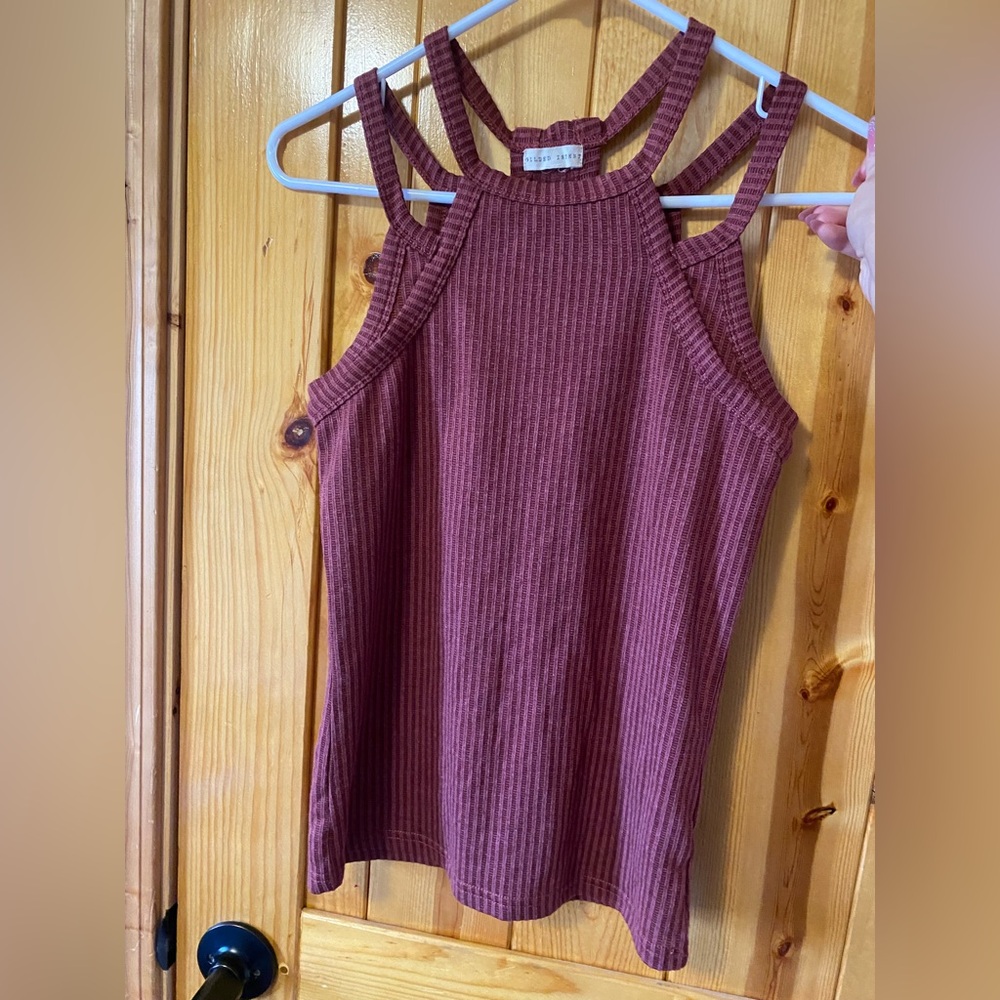Ribbed Burgundy Tank Top
